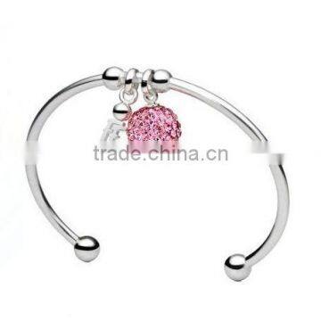 Fashion Beautiful Silver Plated Bracelet With Rhinestone Ball