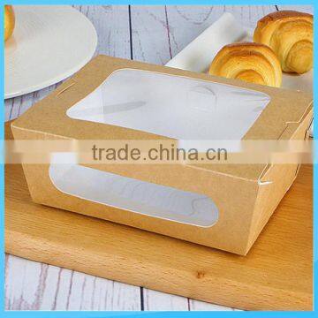 Eco friendly kraft paper salad packing box with pvc window