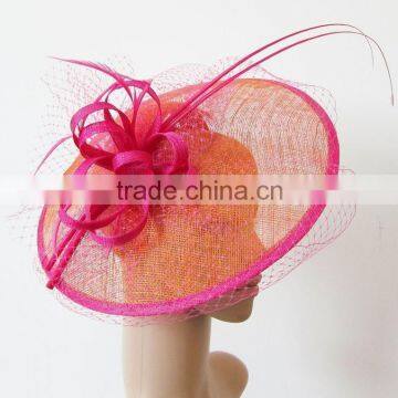 Orange/hot pink derby fascinator/hat millinery/sinamay fascinator,any colors are available                        
                                                Quality Choice