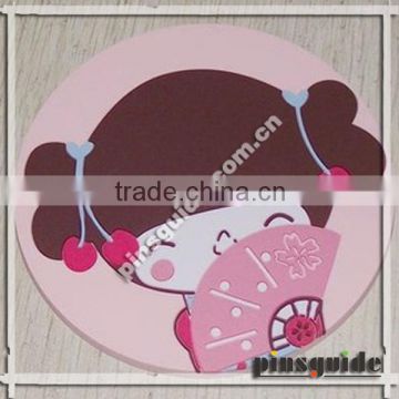 SGS Passed Custom Made Cute Girl Debossed Soft PVC Beer Coasters For Sale