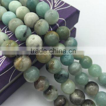 2.0mm Large Hole Hot Selling Round Colorful Amazonite Gemstone Loose Beads Approximate 15.5 Inch