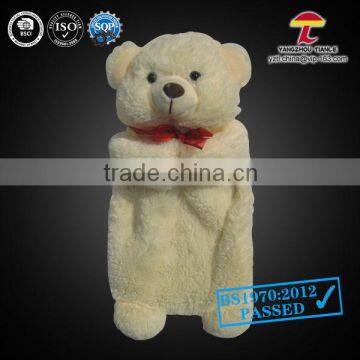 BS hot water bottle with toy cover bear with red bow tie