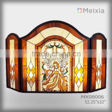 MX080006 tiffany style stainted glass fireplace screen stained glass room dividers screens