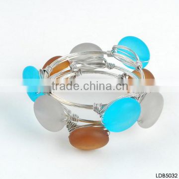 Handmade gemstones&turquoise bangle sets fashion popular artifical bangles