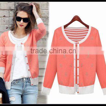 Alibaba China hot sell wholesale high quality cotton long sleeve slim embroidery cardigan