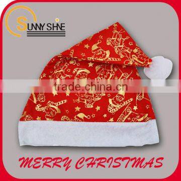 2015 best selling cheap items velvet printed christmas hats