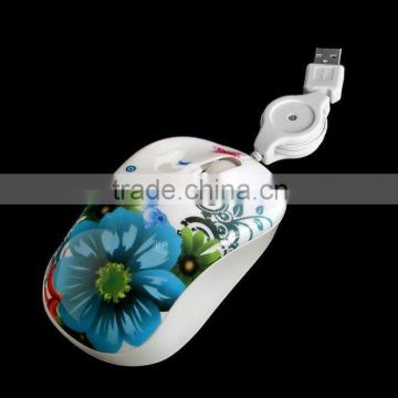 usb mini wired mouse with water-transfer printing