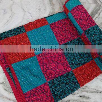 Handmade Patchwork Kantha Quilt,Kantha Cotton Bedspread