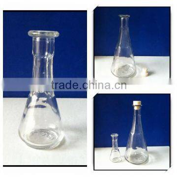 empty cone glass bottle with cork DH457