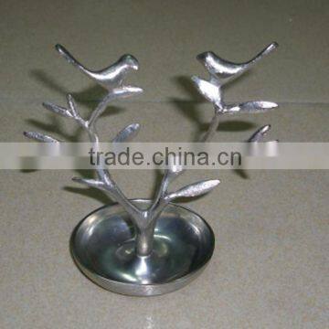 high quality silver iron birds jewelry tree, unique design tree jewelry display stands