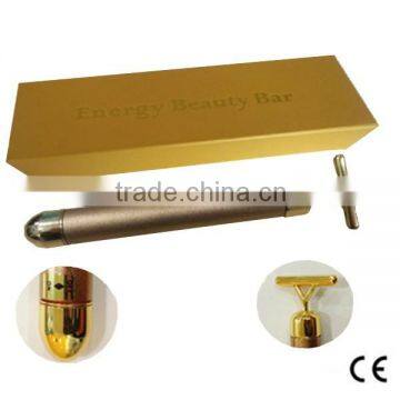 Hand Held Y-Shaped 24K Gold Beauty Massager Bar wiht High Frequency Vibaration