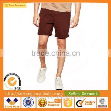 100% Cotton Straight Fit Maroon Denim Jeans Shorts For Wholesale Men