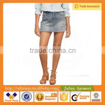 Wholesale 100% Cotton Sexy Denim Mini Skirt For Women China Manufacturer