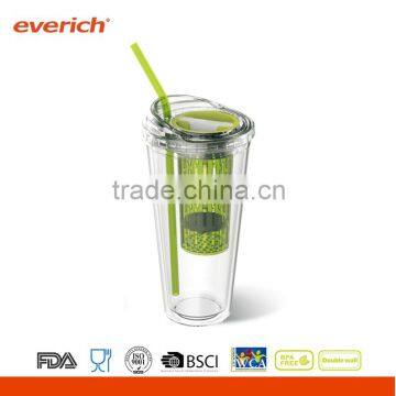 New 20oz AS Double Wall Water Tumbler With Fruit Infuser Straw Lid photo-3