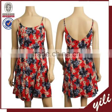 2016 S/S new style latest sleeveless printed floral dress