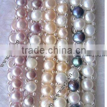 Cultured freshwater pearl italian nomination bracelets