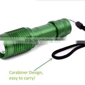 green led hunting flashlight Rechargeable Flashlight with carabiner