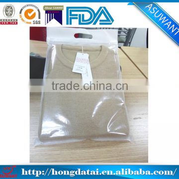 wholesale custom printed plastic bag with zipper top for clothing/garment packaging