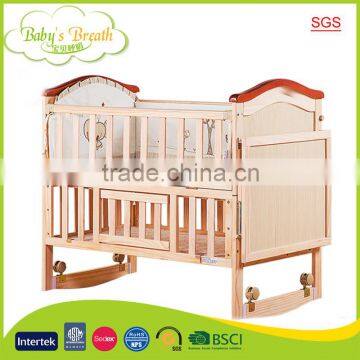 WBC-34B SGS certification poplar wood handmade baby cribs custom for newborn baby