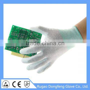 Dust-Free Nylon PU Palm Fit Carbon Anti Static Gloves