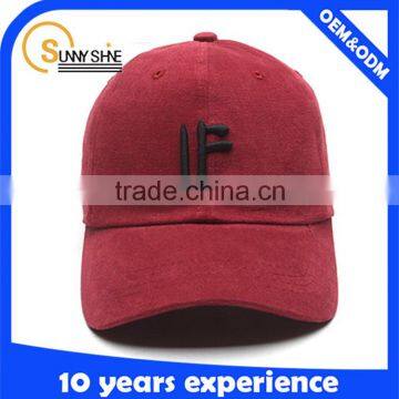 hot selling custom blank plain suede baseball cap/hat