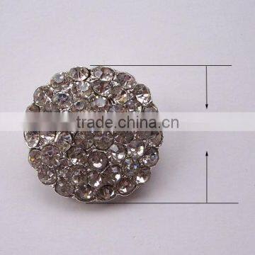 (M0313-24mm) metal rhinestone button with loop,silver plating