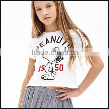 Fashionable anime white oem round neck design girls tshirt with factory prices