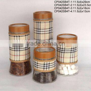 CP042SB4T glass storage jar with weaved coating