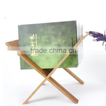 2015 X-shape Folding Nature Bamboo Magazine Display Racks wholesale