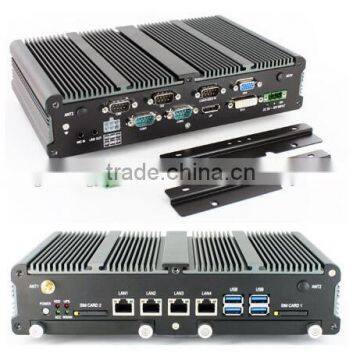 Fanless Mini Industrial box PC Intel I3-3217UE Wireless support LTE WLAN Dual Hot Swappable SATA Storage