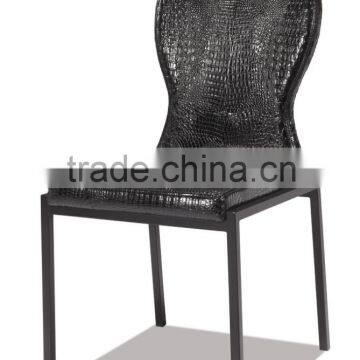 Z656-1 Black Italian Leather 19" W Dining Chair with Solid Black Metal Frame Black Italian Leather