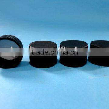 black screw cap, plastic bottle cap