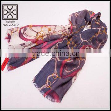 2015 New Design Purple Chain Pattern Acrylic Lady Scarves