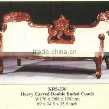 Heavy Carved Double Ended Couch Mahogany Indoor Furniture