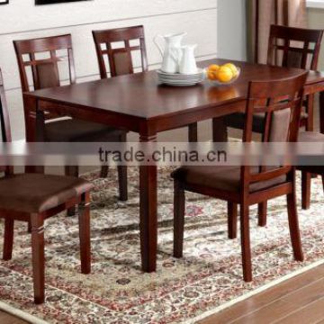 Dining Table and 6 Chairs Teak Wood in Cherry Transitional Style