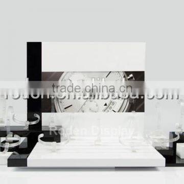 2016 Modern Design Luxury Watch Brand Black and White Acrylic Display Sets