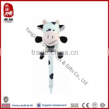 China wholesale stationery stuffed farm animal cow shaped plush pen