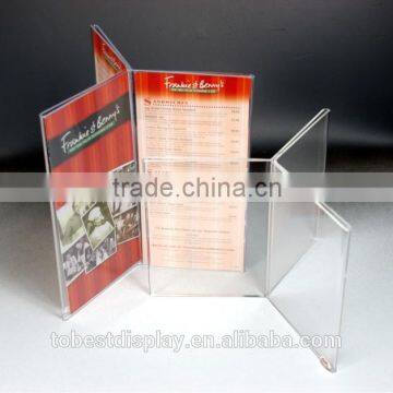 3 sided clear acrylic menu holder,acrylic menu stand,acrylic a5 menu stand factory price