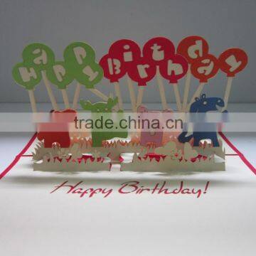 3d greeting pop up card Birthday Pets card