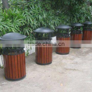 Wood park dustbin metal and wooden outdoor dustbin