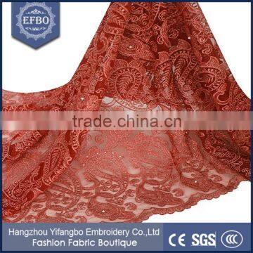 Top selling tulle lace fabric embroidery/high quality african net lace fabric for dress