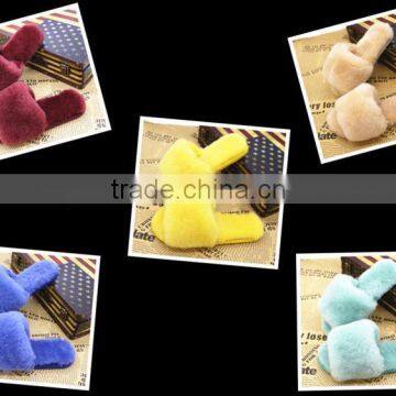 Wholesale Fashion Genuine Rex Rabbit Fur Slap on Real Fur Trim Shoes photo-6