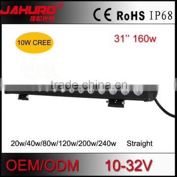 31 inch car roof auto led light bar single row 160w led light bar for heavy duty vehicles 16*10w leds