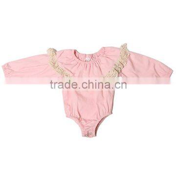 China supplier rompers for baby girl custon funny baby pink rompers cotton with lace