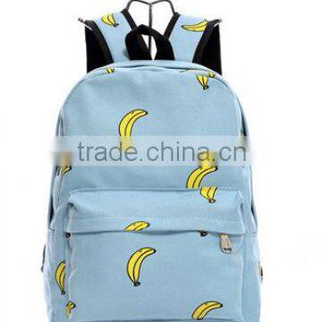 New Cute Canvas Shoulder Bag Computer Backpack for Girls Bananas Pattern