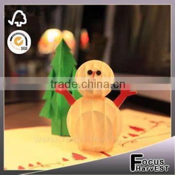 Handmade card tree snowman card 3D Pop up Greeting Birthday Gift Card with Envelope Postales Vintage Kraft Paper