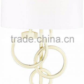 1031-10 Four intertwining circles an off-white cotton half shade Circles Polished Brass Plug-In Wall Lamp