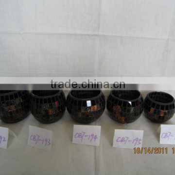 black color mosaic candle cup