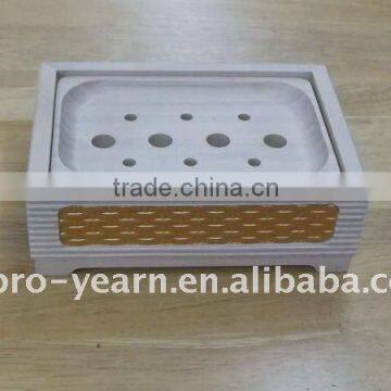 Bamboo Bathroom Shower Soap Dish Holder Box Stand