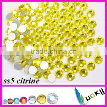 New 2014! High Quality ss5 1440pcs/bag citrine Color Flat back non hotfix rhinestone nailart Strass crystal beads For DIY